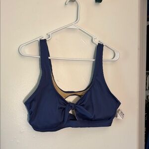 Navy Blue Tie Bikini Top